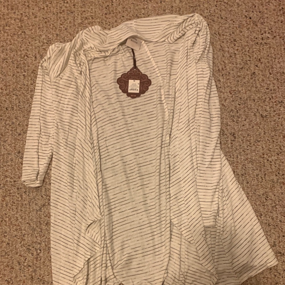 White and Black Striped Cardigan